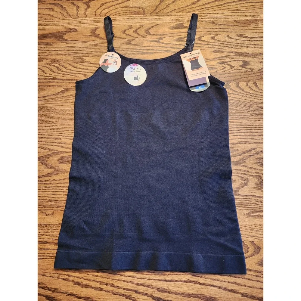 NWT Shapermint Essentials All Day Every Day Scoop Neck Cami XL Black‎ Shapewear